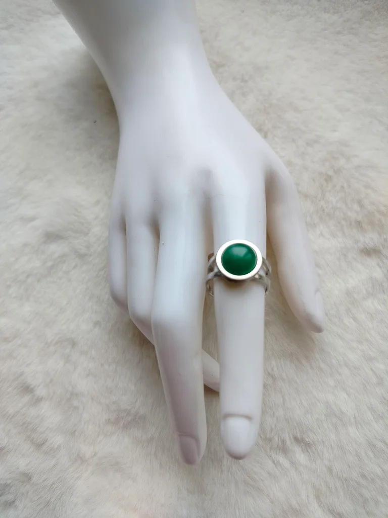 Green aventurine ring - adjustable stainless steel - natural stone - jewelry f – photo 2